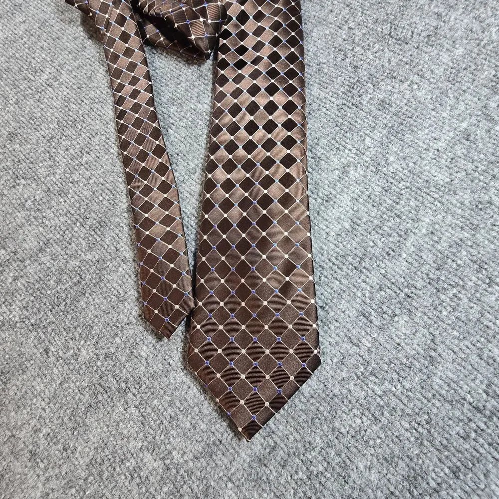 Countess Mara Silk Tie Brown Geometric Diamond Pattern Mens Classic Business